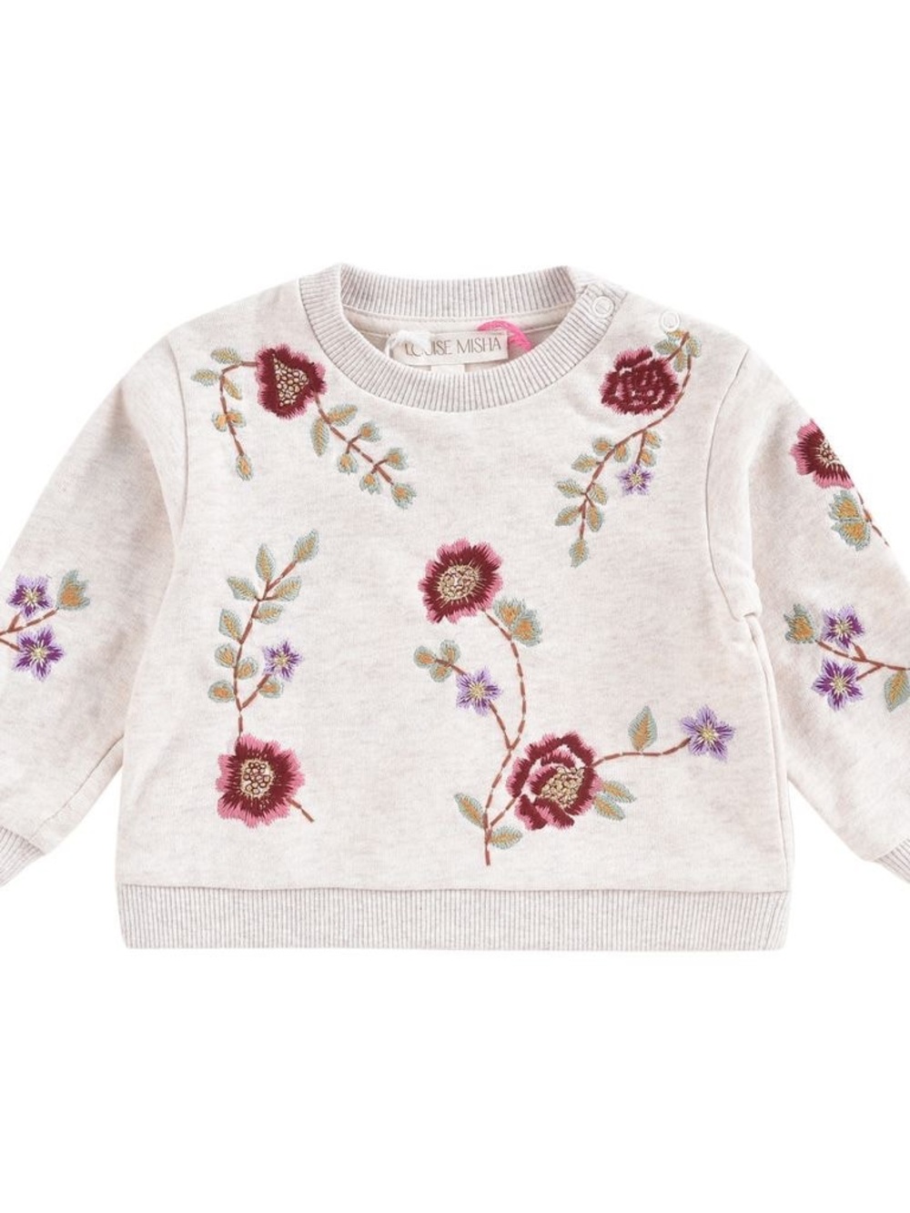 Girls' Cream Floral Embroidered Sweatshirt by Lise Misha